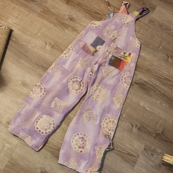 Boho Patchwork Multicolor Denim Jumpsuit/Overalls From Japan - Picture 8 of 13
